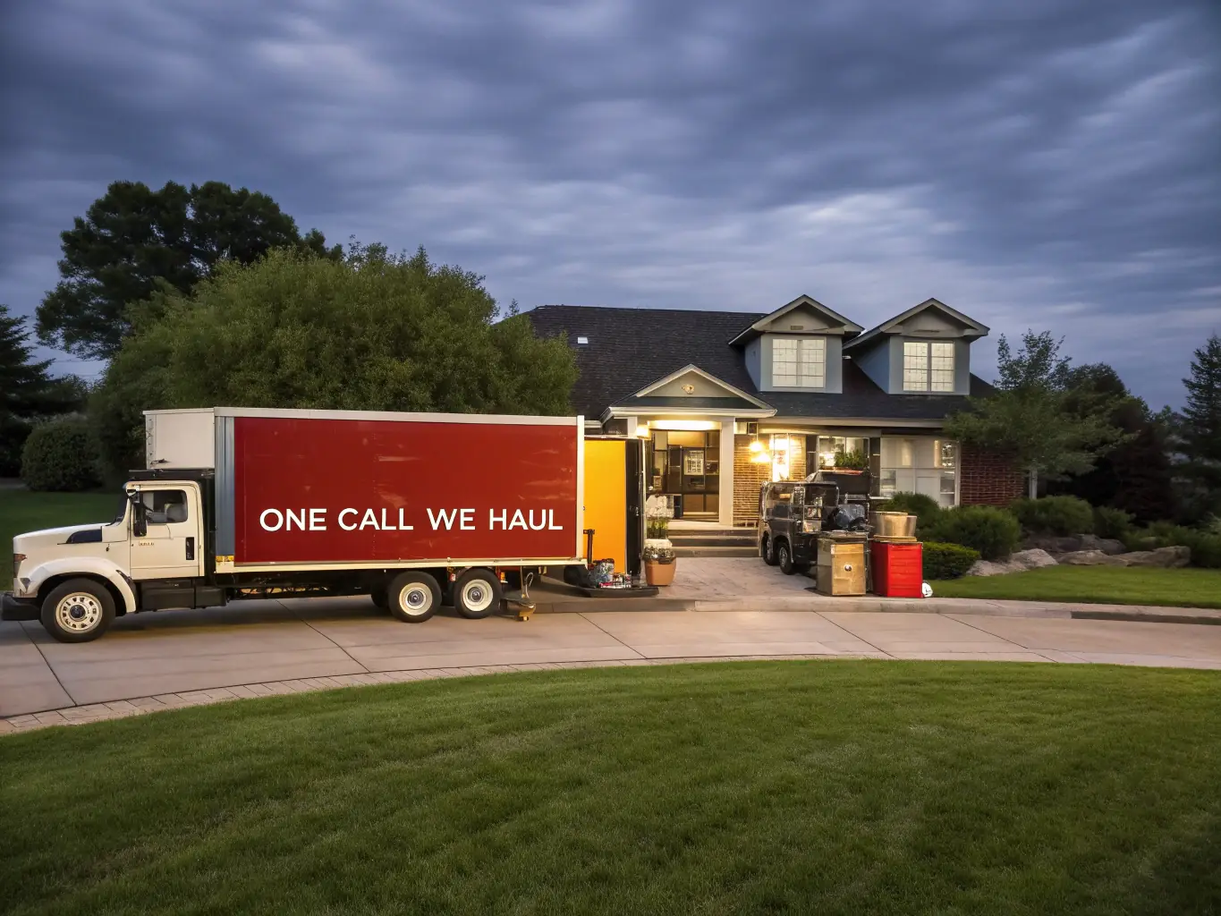 A Cleansoul LLC truck is shown loaded with old furniture and mattresses, ready for disposal. The image emphasizes the volume of items they can handle in a single trip.